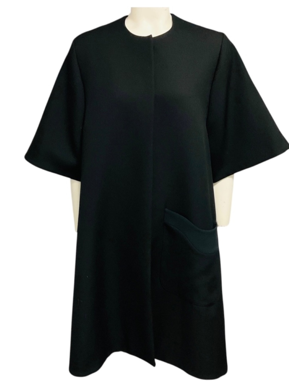 ROKSANDA BLACK SHORT SLEEVED WOOL AND MOHAIR COAT